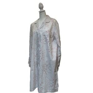 NWT Miss Elaine Rose Floral White Stripe Size M Night Shirt grannycore